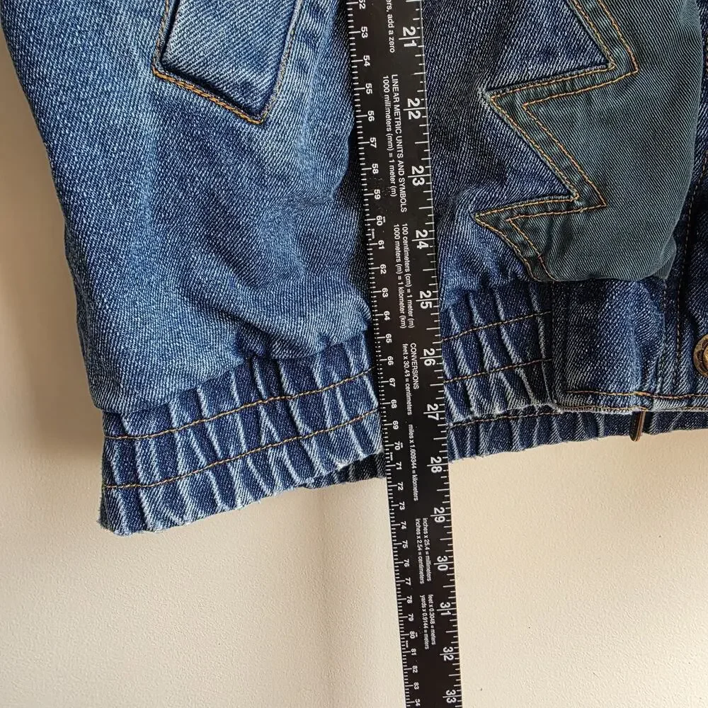 VTG 90s Izzi Western Denim Jacket Southwest Aztec Geometric Patchwork Oversize L - Picture 10 of 12